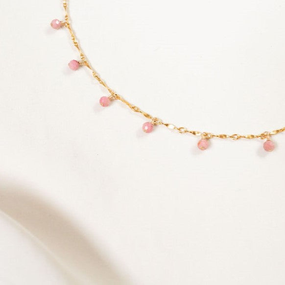 Collier Gold Filled 14 carats Rhodonite AMSELLEM