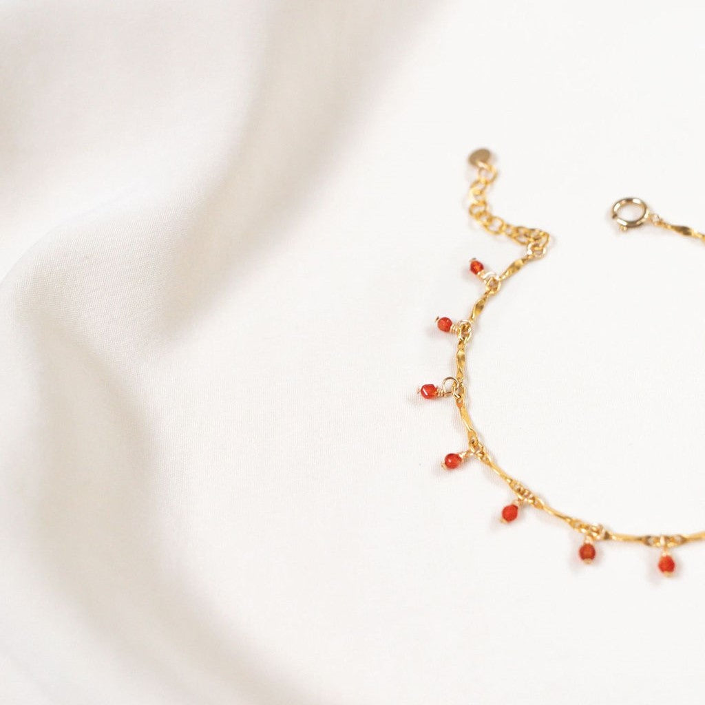Bracelet Gold-Filled 14k Agate rouge AMSELLEM