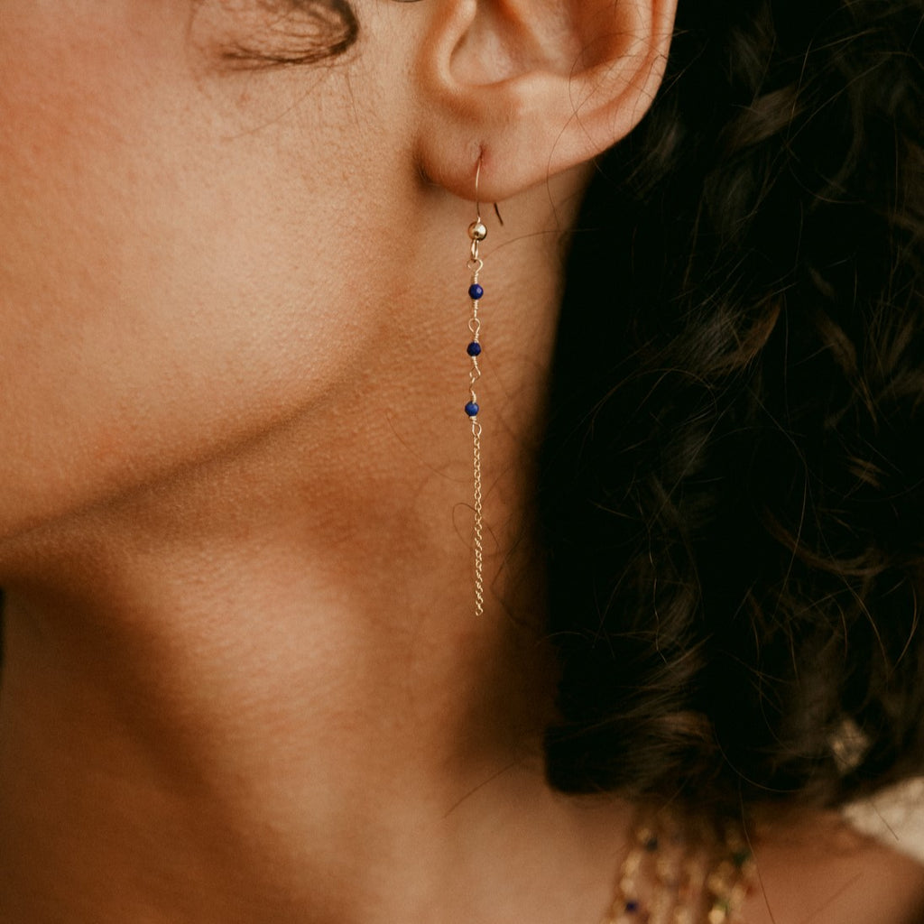 Boucles d'oreilles Gold-Filled Lapis-lazuli AMSELLEM