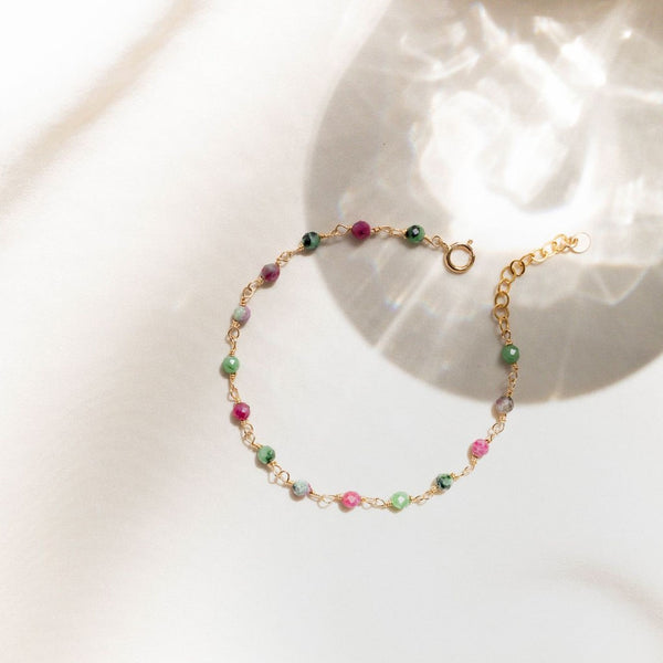 Bracelet rosaire Gold-Filled 14k Rubis Zoïsite AMSELLEM